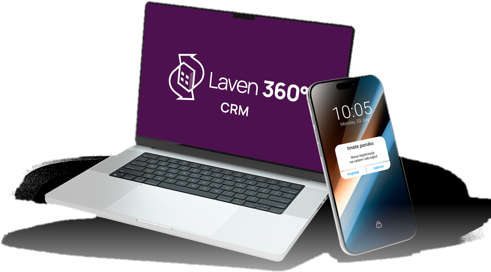 Laven 360° CRM na laptopu i telefonu